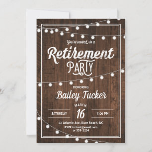 Invitation Fête de retraite rustique