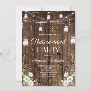 Invitation Fête de retraite Rustique aux fleurs sauvages