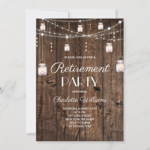 Invitation Fête de retraite rustique dans un pot de Mason