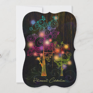 Invitation Fête de retraite Rustique du grain de bois Spiral