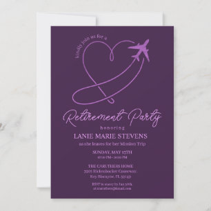 Invitation Fête de retraite simple Cœur Violet uni
