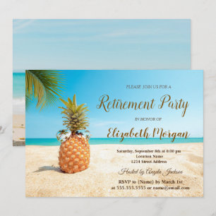 Invitation Fête de retraite sur la plage de sable tropicale à