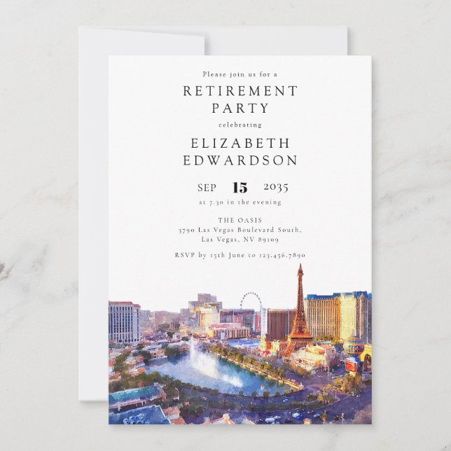 Invitation Fête de retraite sur la skyline de Las Vegas (Devant)