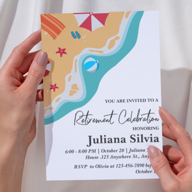 Invitation Fête de retraite sur le thème de la plage (Créateur téléchargé)