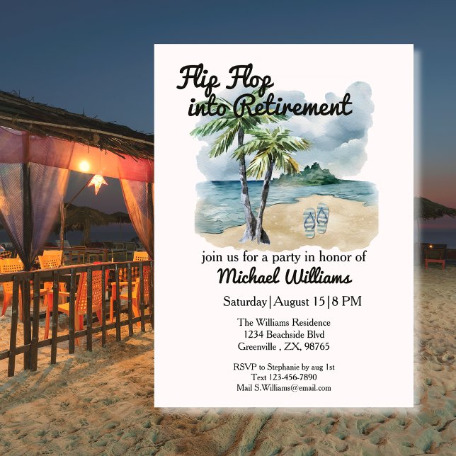 Invitation Fête de retraite sur le thème de la plage d'été av (Créateur téléchargé)
