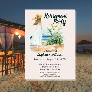 Invitation Fête de retraite sur le thème de la plage et des f