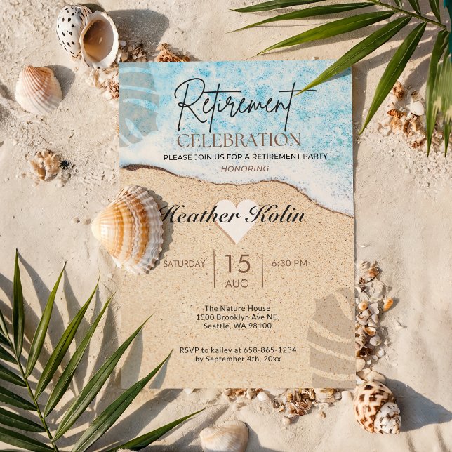 Invitation Fête de Retraite sur le Thème de la Plage Imprimab (Créateur téléchargé)