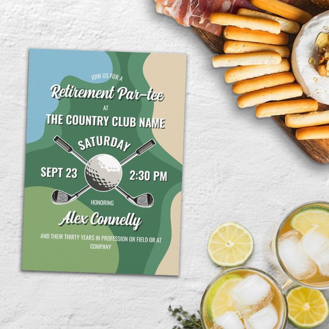 Invitation Fête de Retraite sur le Thème des Clubs de Golf (Créateur téléchargé)