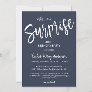 Invitation Fête de retraite surprise bleu marine pour anniver