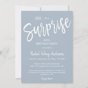 Invitation Fête de retraite surprise bleu poussiéreux pour an