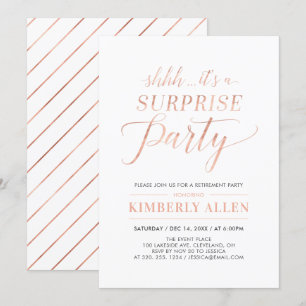 Invitation Fête de retraite surprise simple moderne en or ros