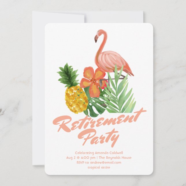 Invitation Fête de retraite tropicale (Devant)