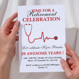 Invitation Fête de retraite unique pour infirmière, médecin o