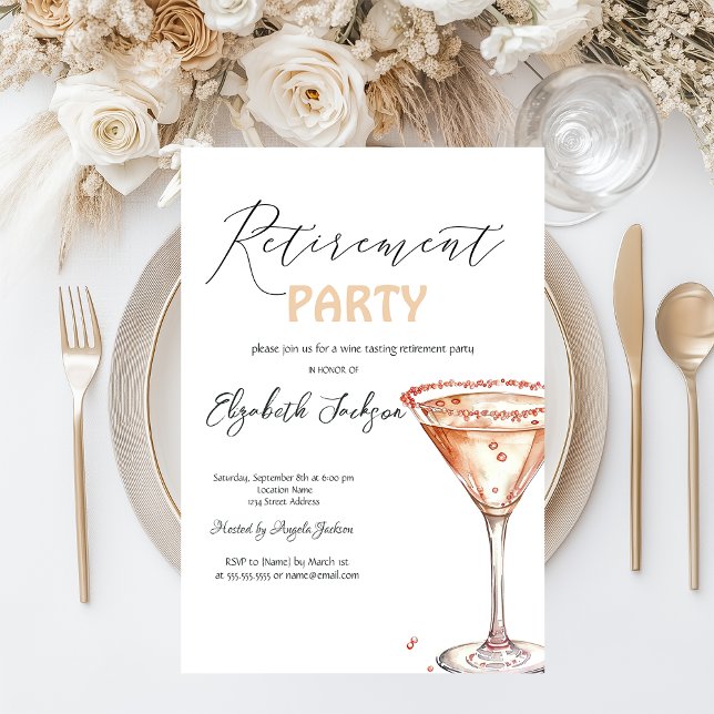 Invitation Fête de retraite verre à Martini (Créateur téléchargé)