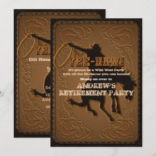 Invitation Fête de retraite Western Cowboy de l'Ouest sauvage