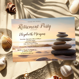 Invitation Fête de retraite Zen Stones Sunrise