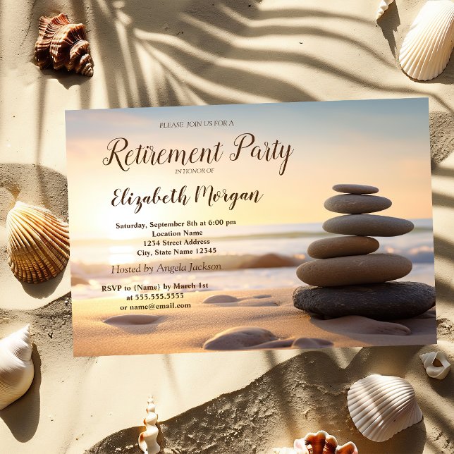Invitation Fête de retraite Zen Stones Sunrise  (Créateur téléchargé)
