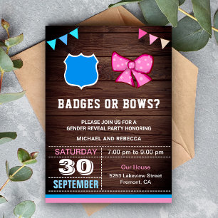 Invitation Fête de révélation de genre Badges ou Rubans