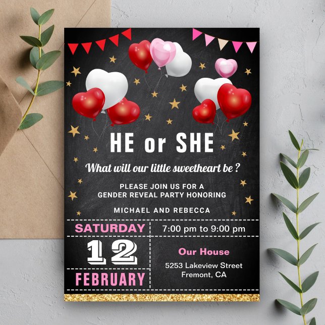 Invitation Fête de révélation de genre de la Saint-Valentin (Créateur téléchargé)