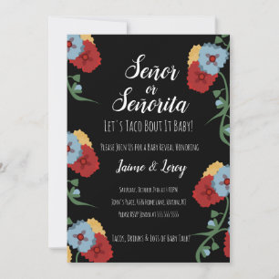 Invitation Fête de révélation de genre Fleurs mexicaines