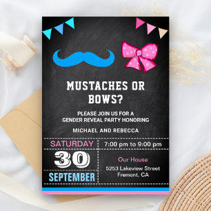 Invitation Fête de révélation de genre Moustaches ou Rubans