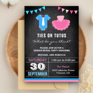 Invitation Fête de révélation de genre Ties ou Tutus