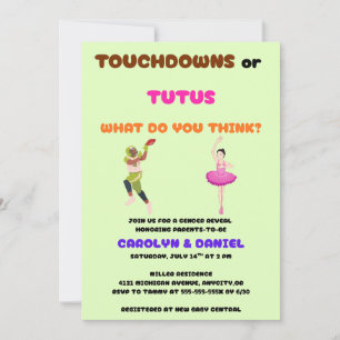 Invitation Fête de révélation de genre Touchdowns ou Tutus