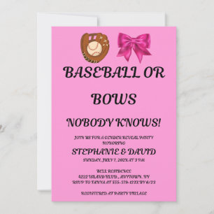Invitation Fête de révélation de sexe Baseball ou Rubans Rose