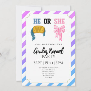 Invitation Fête de Révélation de Sexe de Lutte à Rayures avec