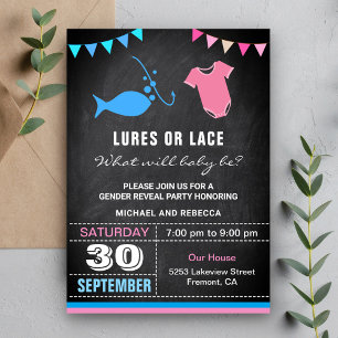 Invitation Fête de révélation de sexe Lures or Lace