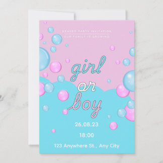 Invitation Fête de révélation du sexe au lavis garçon ou fill
