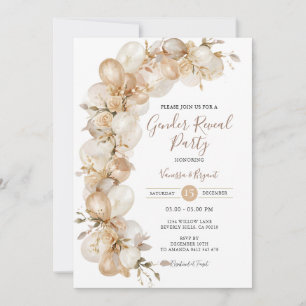 Invitation Fête de révélation du sexe avec ballon floral cham