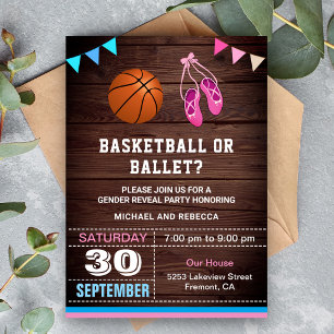Invitation Fête de Révélation du Sexe Basketball ou Ballet