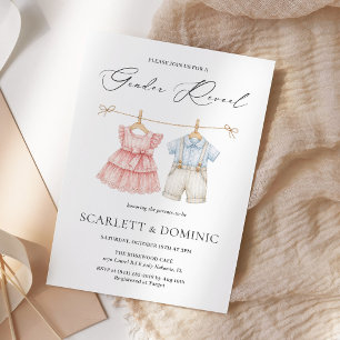 Invitation Fête de révélation du sexe bébé tenue bohème à lin