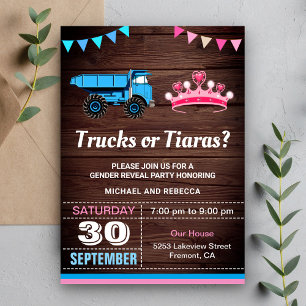 Invitation Fête de Révélation du Sexe Camions ou Diadèmes