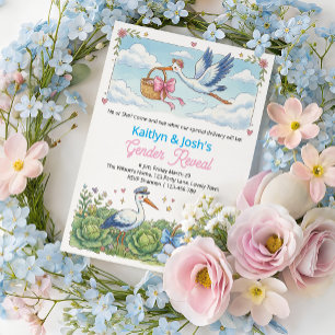 Invitation Fête de Révélation du Sexe de Bébé dans le Jardin