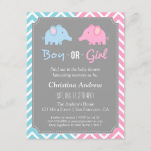 Invitation Fête de Révélation du Sexe de Bébé Éléphant