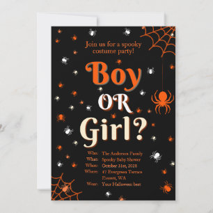 Invitation Fête de révélation du sexe de bébé Halloween araig