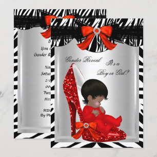 Invitation Fête de révélation du sexe de bébé Zèbre Chaussure