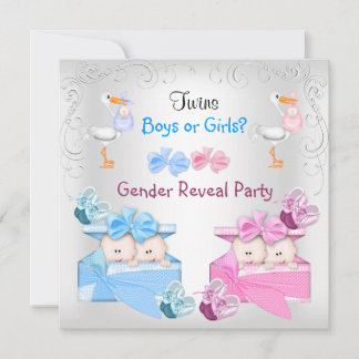 Invitation Fête de révélation du sexe de jumeaux Garçons Fill