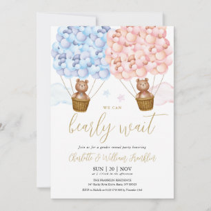 Invitation Fête de révélation du sexe de l'ours en peluche Be