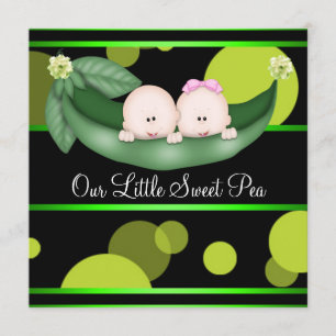 Invitation Fête de révélation du sexe des petits pois noirs e
