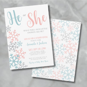 Invitation Fête de révélation du sexe d'hiver