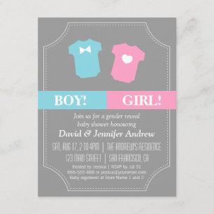 Invitation Fête de Révélation du Sexe du Bébé Bleu et Rose