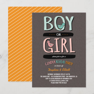 Invitation Fête de révélation du sexe du bébé garçon ou fille