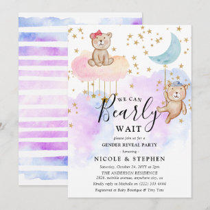 Invitation Fête de Révélation du Sexe Ourson Mignon Fantaisis