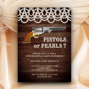 Invitation Fête de révélation du sexe Pistolets ou Perles