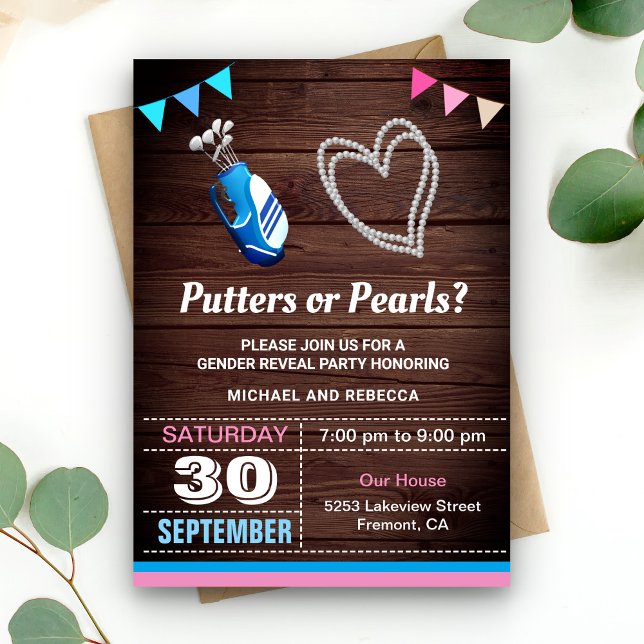 Invitation Fête de révélation du sexe Putters ou Perles (Créateur téléchargé)