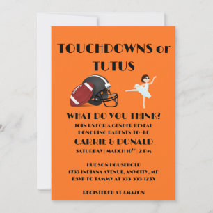 Invitation Fête de révélation du sexe Touchdowns ou Tutus