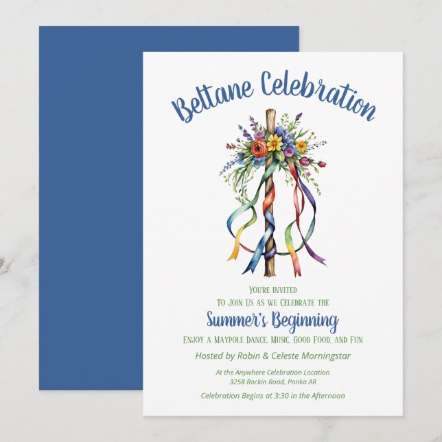 Invitation Fête de Sabbat de la Fleur d'Été de la Maypole de  (Devant / Derrière)